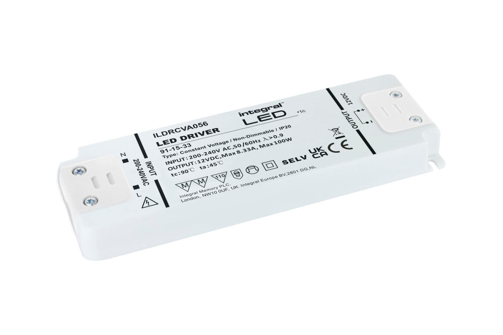 CONSTANT VOLTAGE DRIVER 100W 12VDC IP20 NON-DIMM 200-240V INPUT - ILDRCVA056