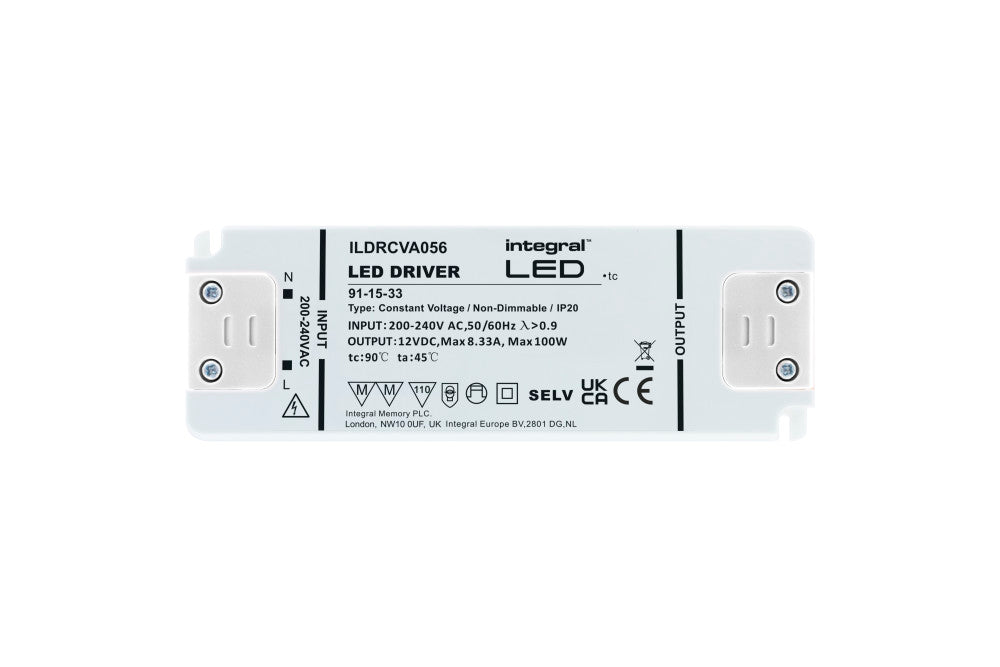 CONSTANT VOLTAGE DRIVER 100W 12VDC IP20 NON-DIMM 200-240V INPUT - ILDRCVA056