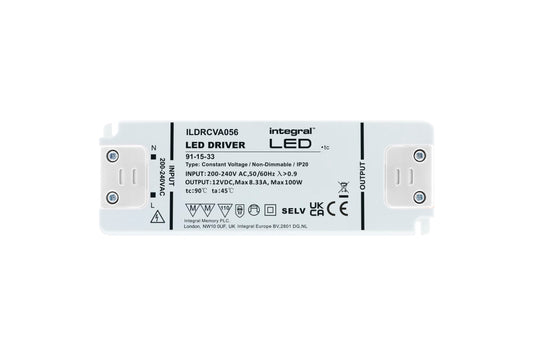 CONSTANT VOLTAGE DRIVER 100W 12VDC IP20 NON-DIMM 200-240V INPUT - ILDRCVA056