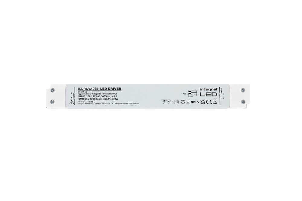 CONSTANT VOLTAGE LONG & SLIM DRIVER 30W 24VDC IP20 NON-DIMM 180-264V INPUT - ILDRCVA065