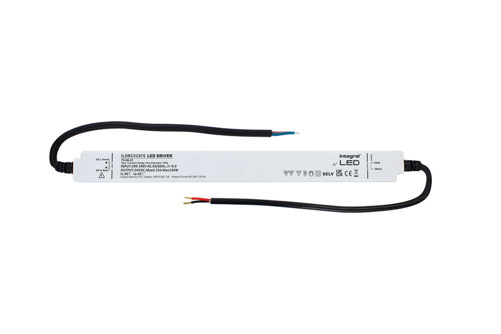 CONSTANT VOLTAGE LONG & SLIM DRIVER 150W 24VDC IP66 NON-DIMM 180-264V INPUT - ILDRCVC075