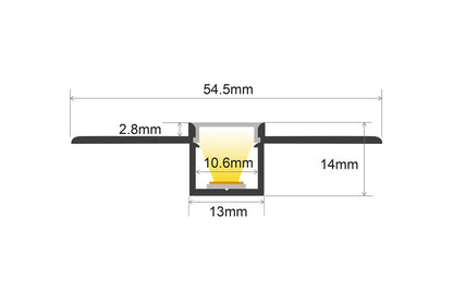 PROFILE ALUMINIUM NARROW RECESSED 1M FROSTED DIFFUSER INCLUDE 2 ENDCAPS - ILPFR175