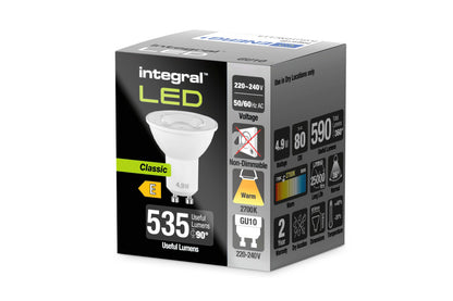 GU10 590LM 4.9W 2700K NON-DIMM 36 BEAM INTEGRAL - ILGU10NC114