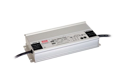 CONSTANT VOLTAGE DRIVER 480W 48VDC IP67 3 in 1 DIMMING 1-10V  10V PWM SIGNAL AND RESISTANCE 90-305V INPUT 20W MIN LOAD - HLG-480H-48B