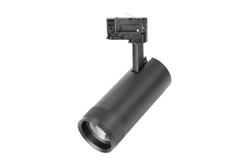 FOCUSPRO 24W BLACK LED SPOT LIGHT NON-DIMMABLE ZOOMABLE BEAM ANGLE 20-55 DEG TRACK MOUNTED 3 CIRCUIT 3000K 175MM CRI90 1750LM 88LM/W 220-240V - ILTSL003