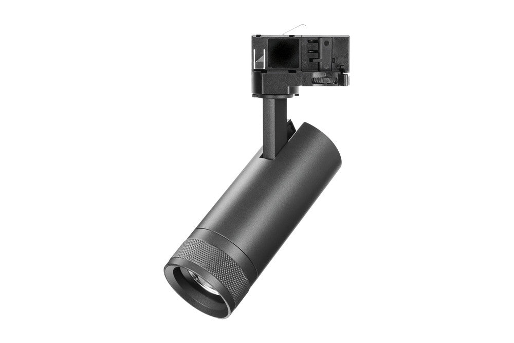 FOCUSPRO 15W BLACK LED SPOT LIGHT NON-DIMMABLE ZOOMABLE BEAM ANGLE 20-55 DEG TRACK MOUNTED 3 CIRCUIT 3000K 164MM CRI90 1050LM 86LM/W 220-240V - ILTSL002