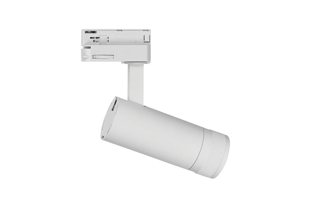 FOCUSPRO 8W WHITE LED SPOT LIGHT NON-DIMMABLE ZOOMABLE BEAM ANGLE 18-50 DEG TRACK MOUNTED 3 CIRCUIT 4000K 131MM CRI90 500LM 93LM/W 220-240V - ILTSL013