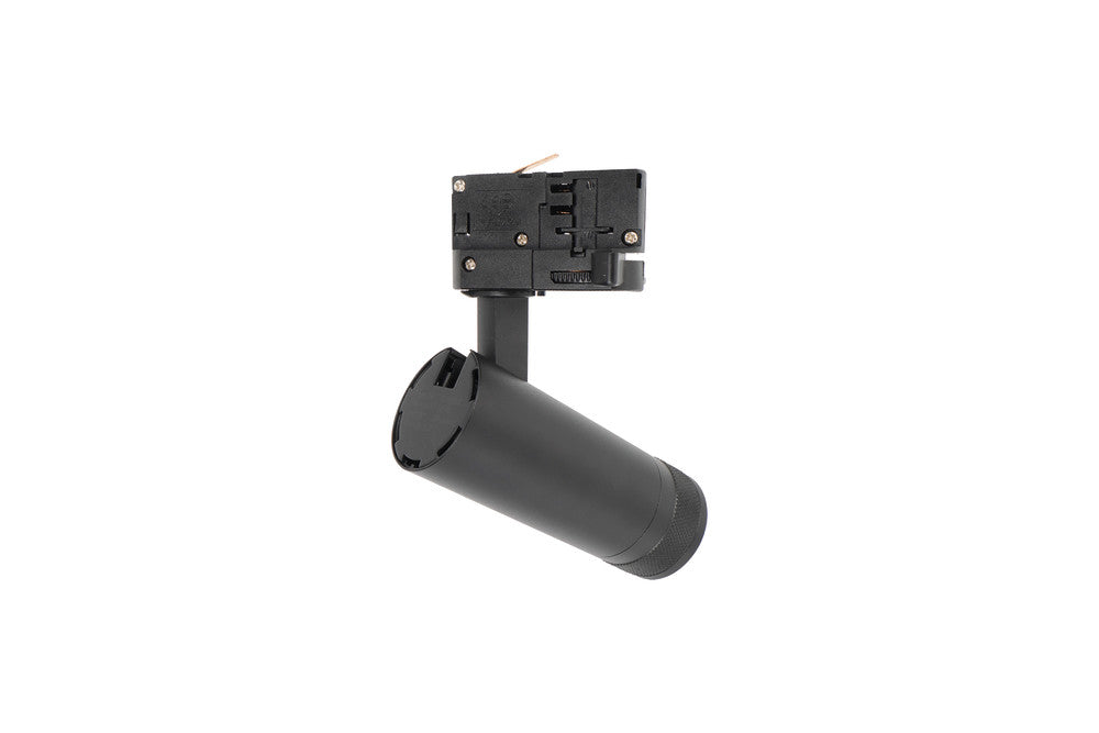 FOCUSPRO 8W BLACK LED SPOT LIGHT NON-DIMMABLE ZOOMABLE BEAM ANGLE 18-50 DEG TRACK MOUNTED 3 CIRCUIT 4000K 131MM CRI90 500LM 93LM/W 220-240V - ILTSL005