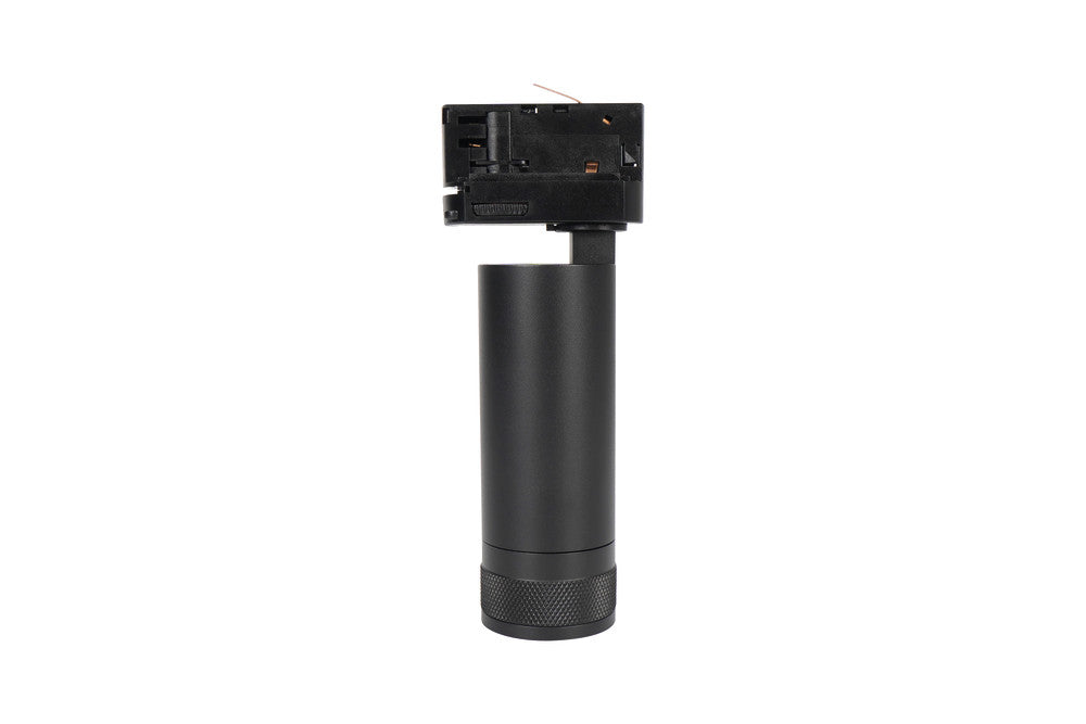 FOCUSPRO 8W BLACK LED SPOT LIGHT NON-DIMMABLE ZOOMABLE BEAM ANGLE 18-50 DEG TRACK MOUNTED 3 CIRCUIT 4000K 131MM CRI90 500LM 93LM/W 220-240V - ILTSL005
