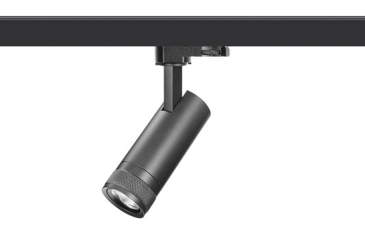 FOCUSPRO 8W BLACK LED SPOT LIGHT NON-DIMMABLE ZOOMABLE BEAM ANGLE 18-50 DEG TRACK MOUNTED 3 CIRCUIT 4000K 131MM CRI90 500LM 93LM/W 220-240V - ILTSL005