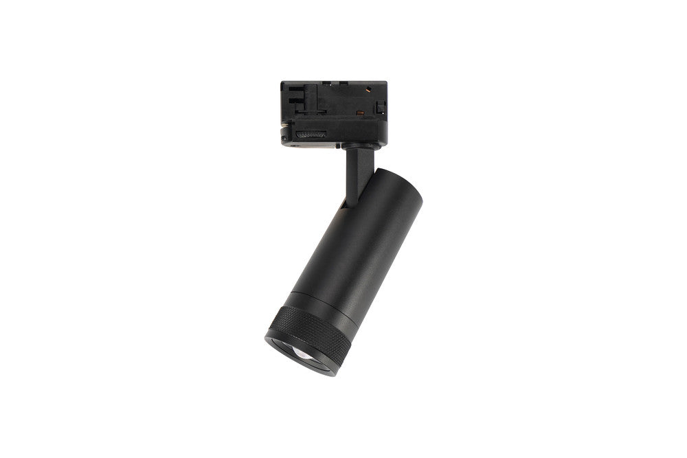 FOCUSPRO 8W BLACK LED SPOT LIGHT NON-DIMMABLE ZOOMABLE BEAM ANGLE 18-50 DEG TRACK MOUNTED 3 CIRCUIT 4000K 131MM CRI90 500LM 93LM/W 220-240V - ILTSL005