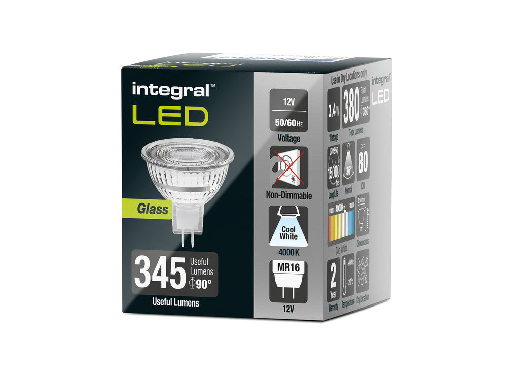 GLASS MR16 BULB GU5.3 380LM 3.4W 4000K NON-DIMM 36 BEAM INTEGRAL - ILMR16NE045