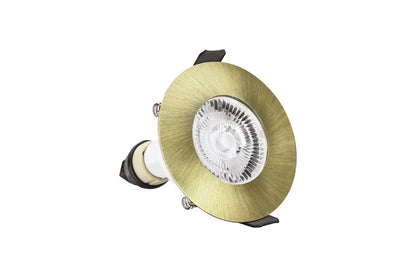 EVOFIRE FIRE RATED DOWNLIGHT 70MM CUTOUT IP65 ANTIQUE BRASS ROUND +GU10 HOLDER INTEGRAL - ILDLFR70D045