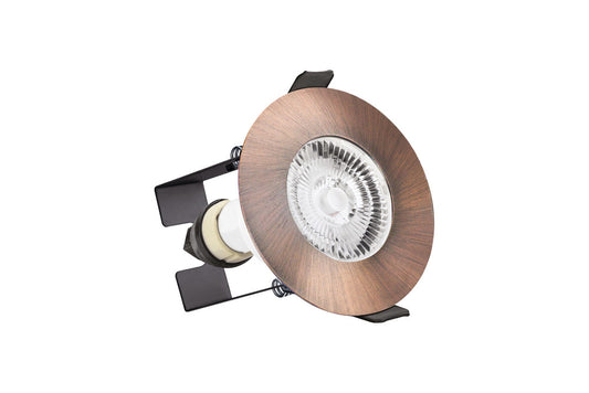 EVOFIRE FIRE RATED DOWNLIGHT 70MM CUTOUT IP65 COPPER ROUND +GU10 HOLDER & INSULATION GUARD INTEGRAL - ILDLFR70D048