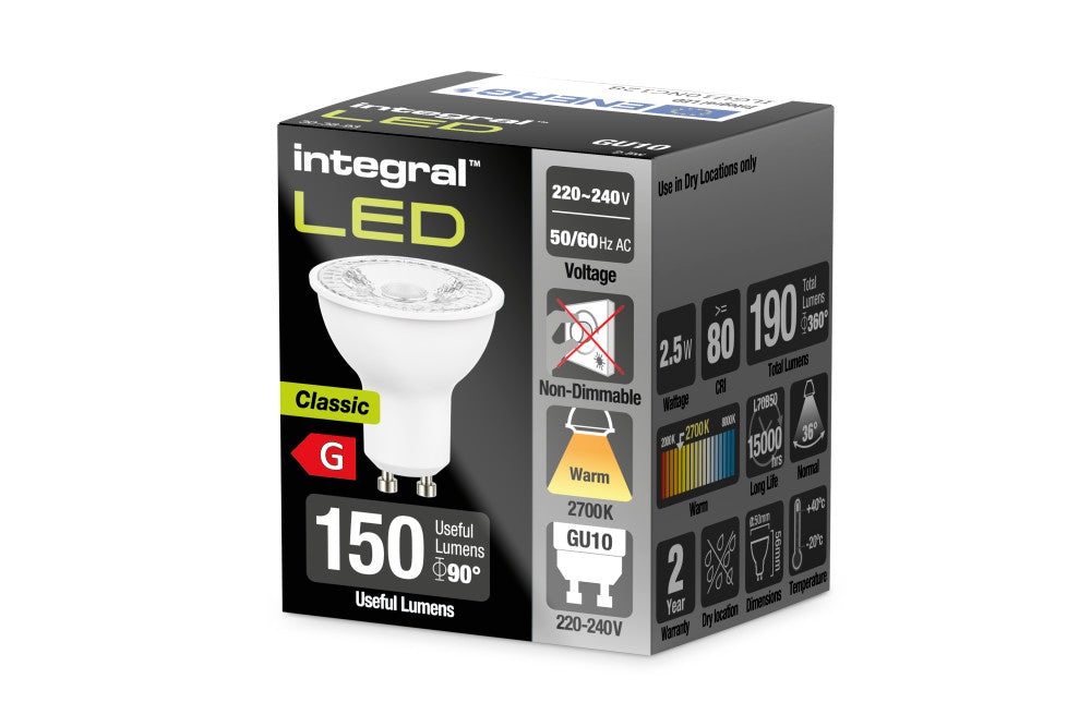 GU10 BULB 190LM 2.5W 2700K NON-DIMM 36 BEAM INTEGRAL - ILGU10NC128