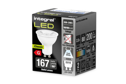 GU10 BULB 200LM 2.5W 4000K NON-DIMM 36 BEAM INTEGRAL - ILGU10NE129