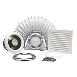 Xpelair Airline ALL100T 4" Axial Inline Bathroom Shower Extractor Fan Kit