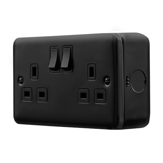 13A 2 Gang Double Pole Switched Socket Outlet - Click MetalClad Pro Range