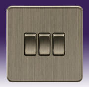 3G 2-way switch- Screwless- Antique Brass