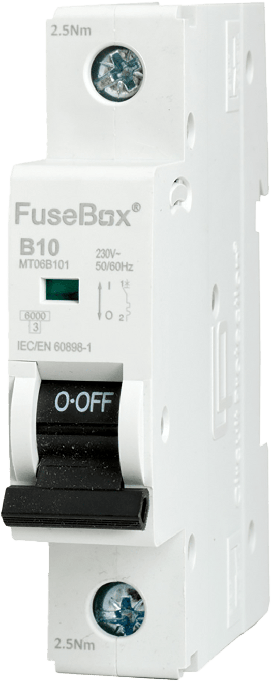 Fusebox 10A B CURVE MCB 6kA 1P (Purchased in multiples of 12) MT06B101