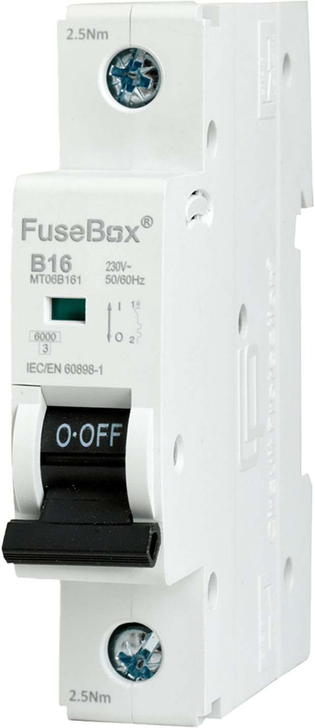 Fusebox 16A B CURVE MCB 6kA 1P (Purchased in multiples of 12) MT06B161