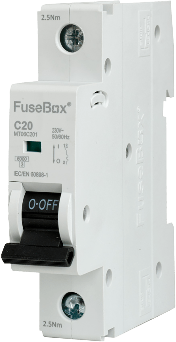 Fusebox 20A *C CURVE MCB 6kA 1P MT06C201