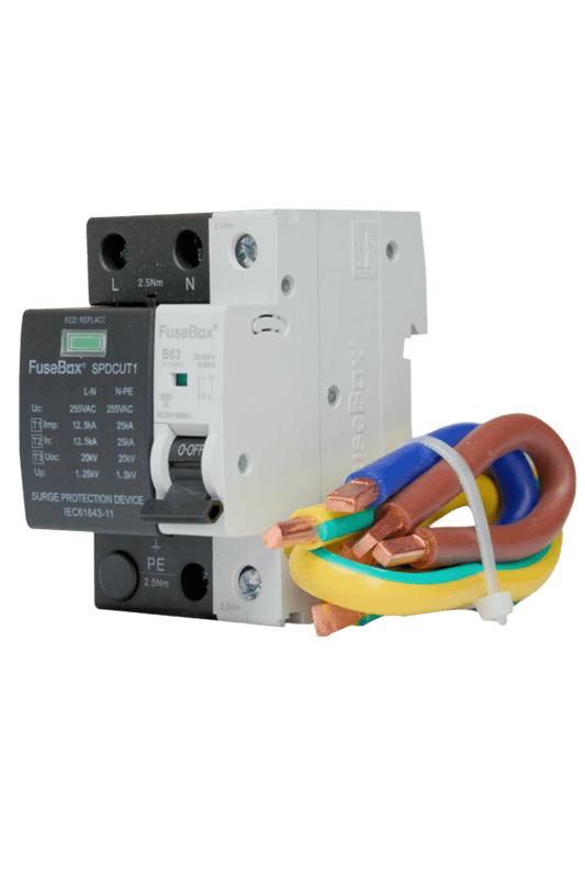 Fusebox T1 SPD KIT (63A MCB + 16mm2 CABLES L N E) SPDCUKITT1