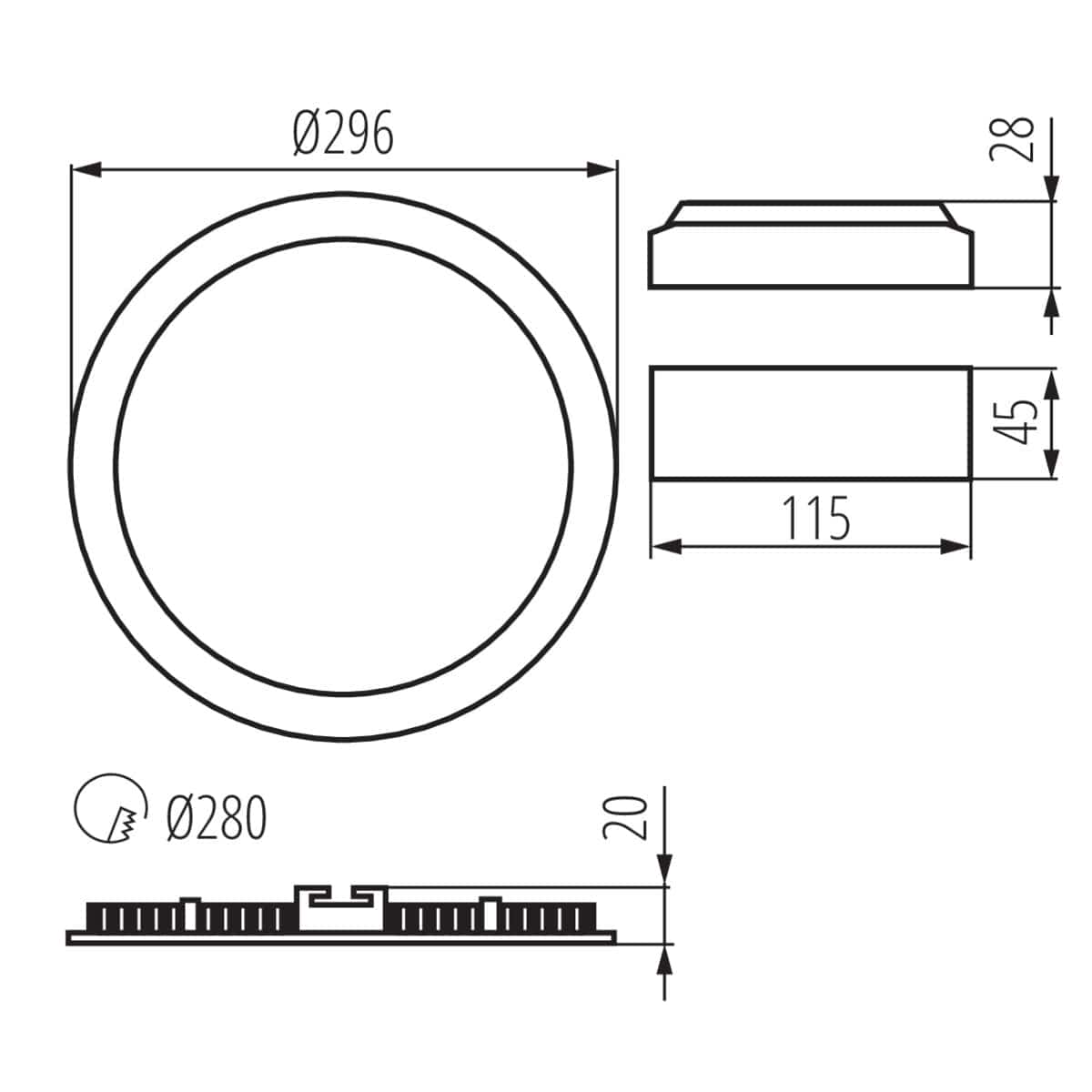 Kanlux Downlight fitting ROUNDA V2LED 27220