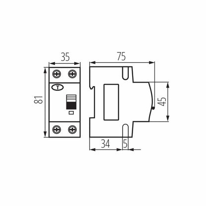 Kanlux Residual-current circuit breaker with overcurrent module, 6kA, 2P KRO6 23210