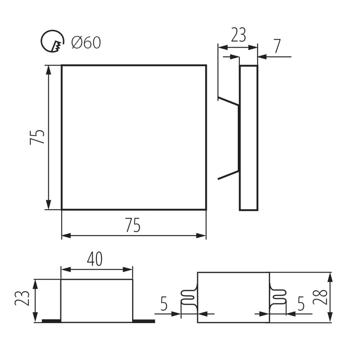 Kanlux Staircase LED light fitting APUS 23800