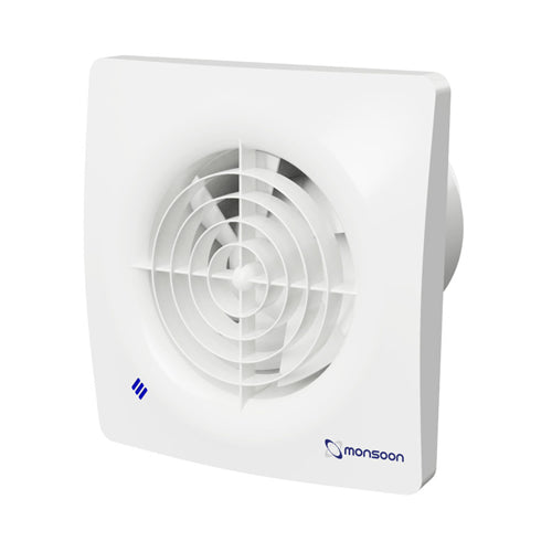 Monsoon Zone 1 100mm/4 Inch Silent Axial Fan With Timer White