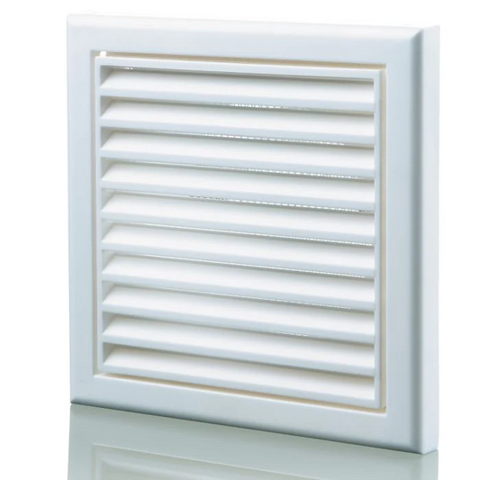 100mm Fixed Grill with Flyscreen- White